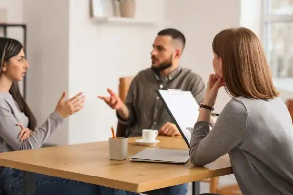 Image of couple access free mediation using family mediation voucher scheme Yateley