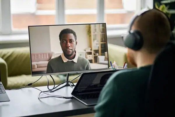 Man attending online mediation Yateley MIAMS session